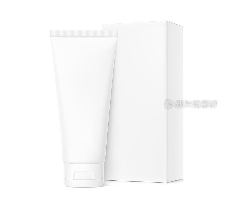 Blank plastic tube mockup with realistic box.